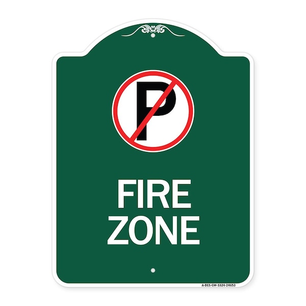 Signmission Designer Series Sign-No Parking, Green & White Aluminum Architectural Sign, 18" x 24", GW-1824-24653 A-DES-GW-1824-24653 - main